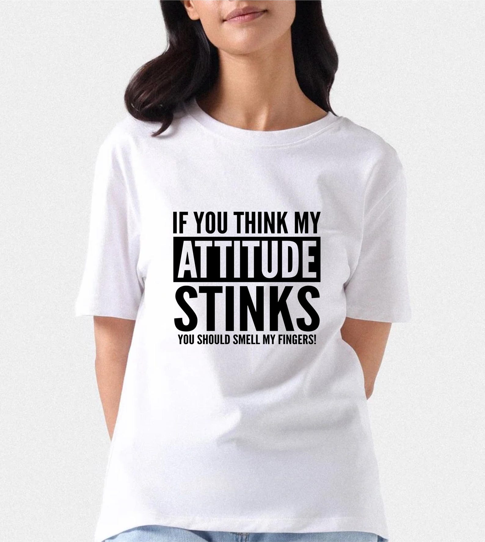 Funny Attitude Stinks T-Shirt: Rude Novelty Slogan Tee Gift