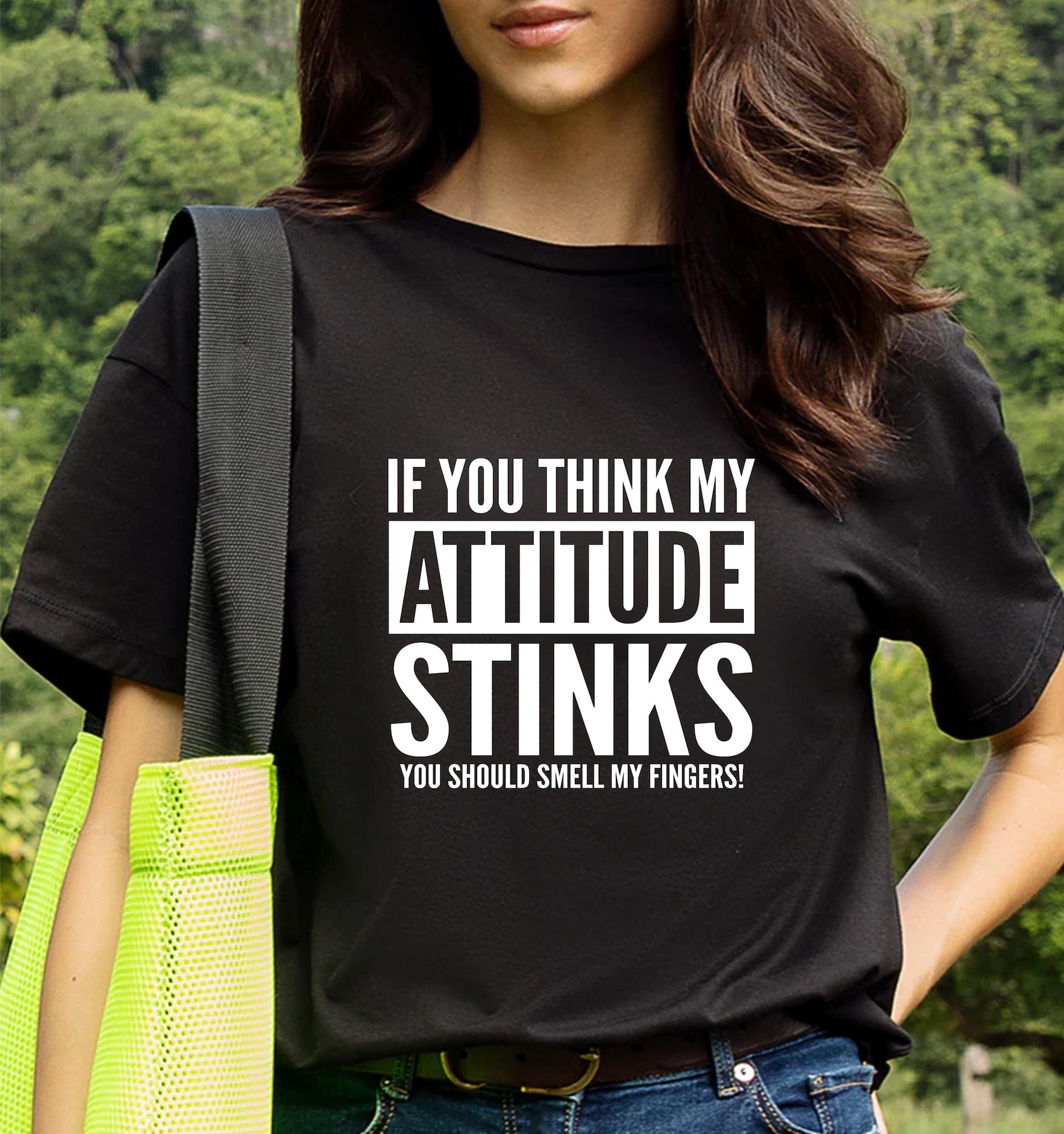 Funny Attitude Stinks T-Shirt: Rude Novelty Slogan Tee Gift