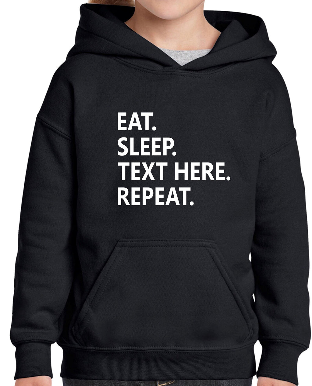 Custom Text Hoodie: Personalised City, Sports, Eat, Sleep, Repeat Christmas Present
