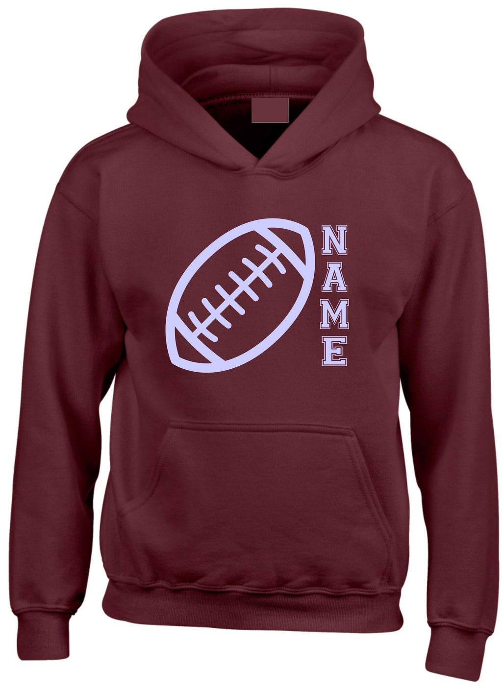 Personalized Rugby Ball Hoodie: Custom Name Print, Unisex Kids Present