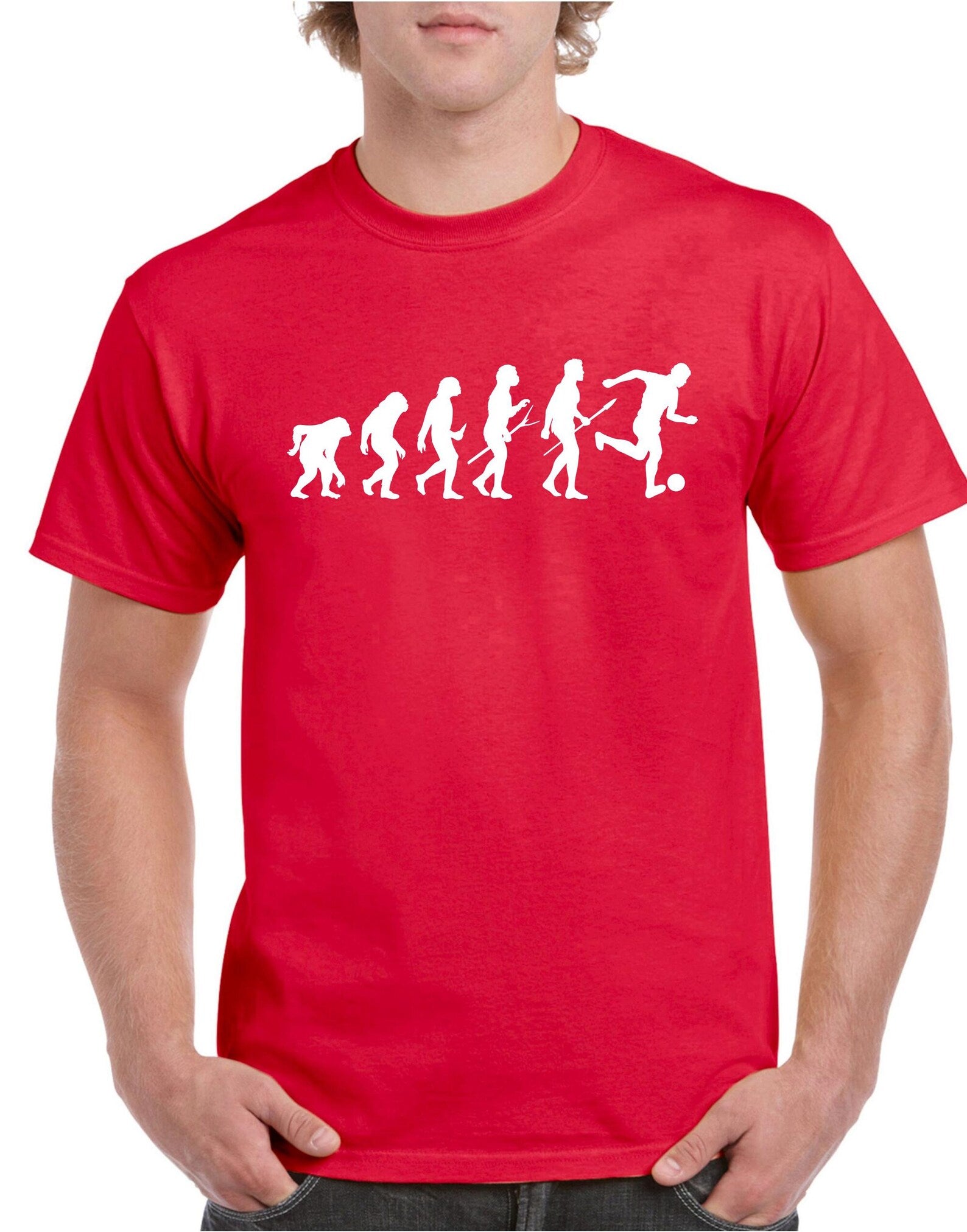 Evolution T-shirt football evolve player footballer socce design kids adults birthday gift top