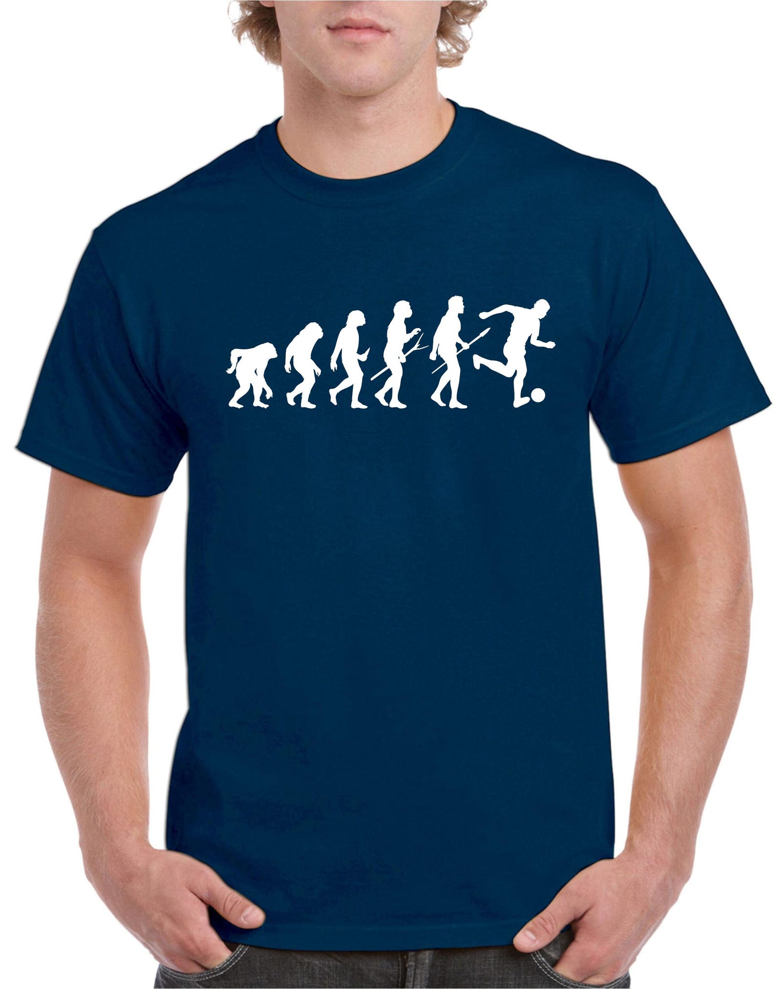 Evolution T-shirt football evolve player footballer socce design kids adults birthday gift top