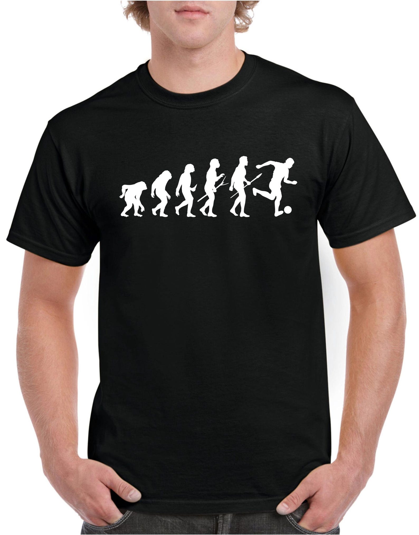 Evolution T-shirt football evolve player footballer socce design kids adults birthday gift top