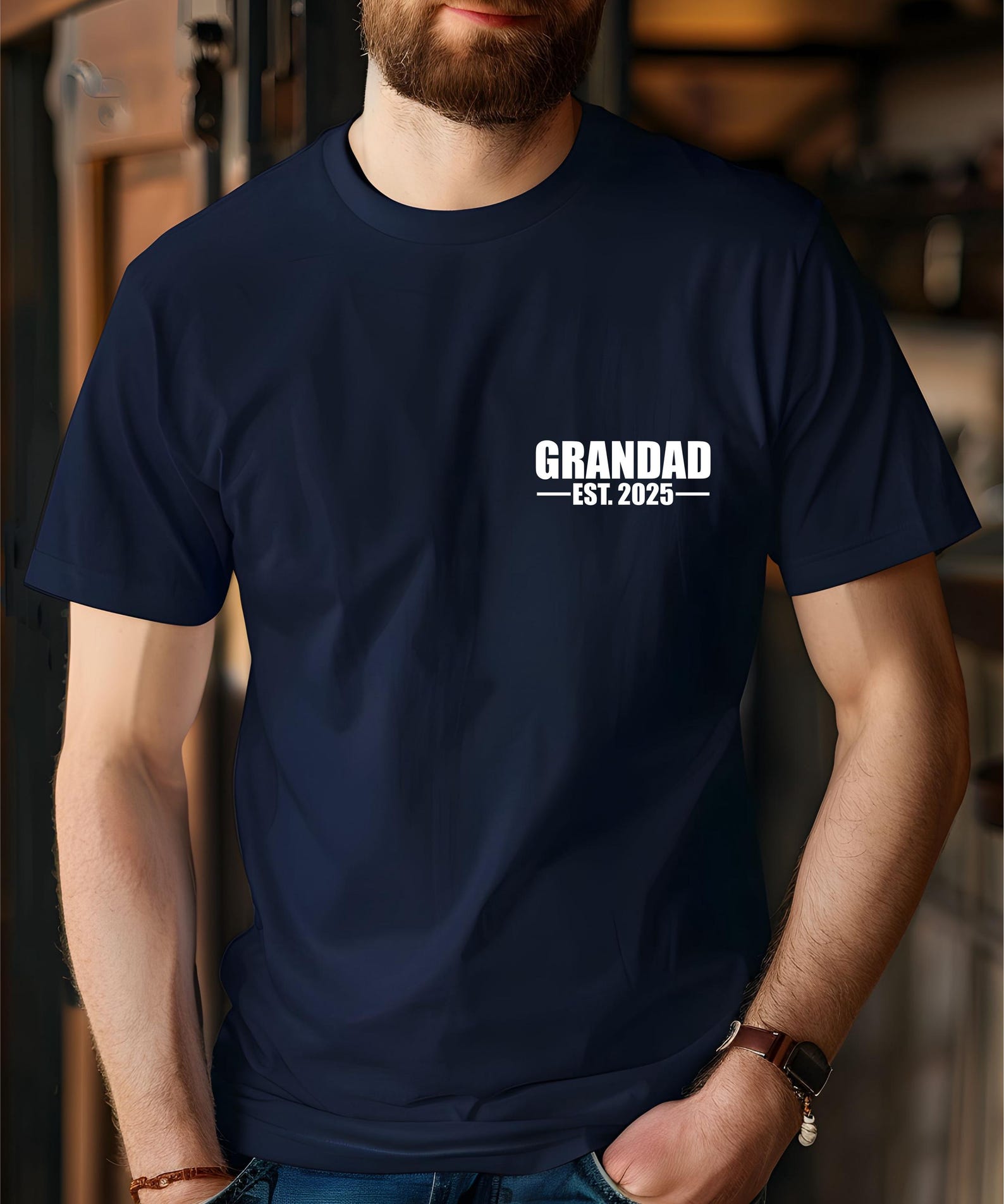 Personalised Grandad T-shirt Custom Established Date Grandpapa Grandfather Present