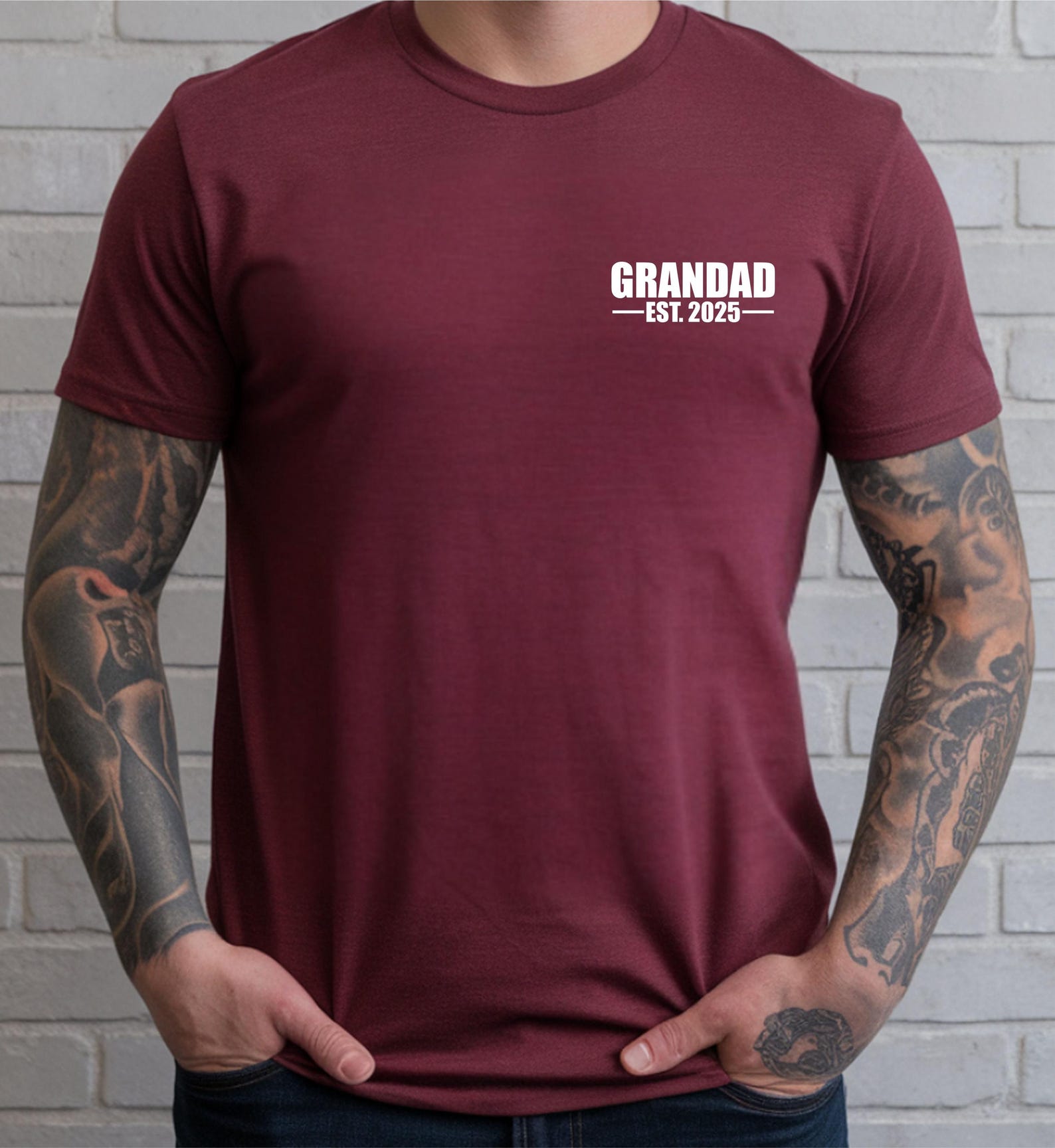 Personalised Grandad T-shirt Custom Established Date Grandpapa Grandfather Present