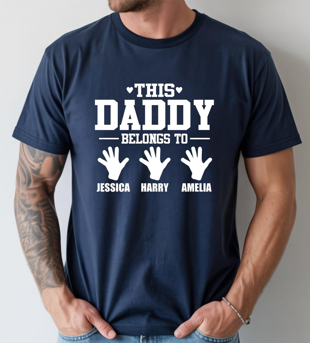 Personalized Daddy T-shirt Custom Kids Names Father's Day Gift