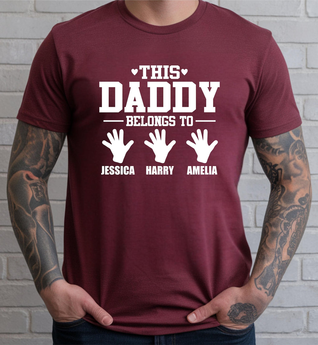 Personalized Daddy T-shirt Custom Kids Names Father's Day Gift