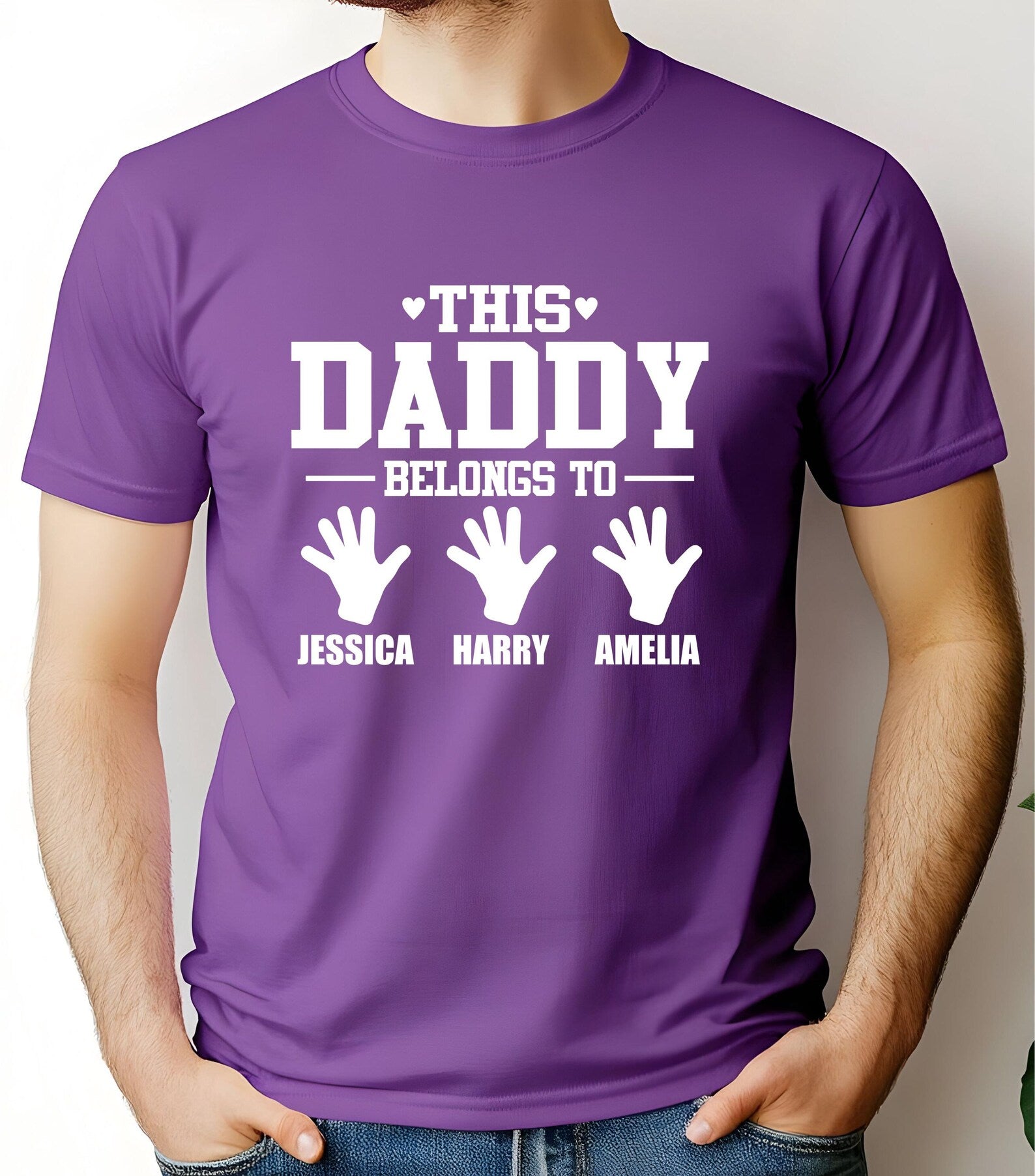 Personalized Daddy T-shirt Custom Kids Names Father's Day Gift
