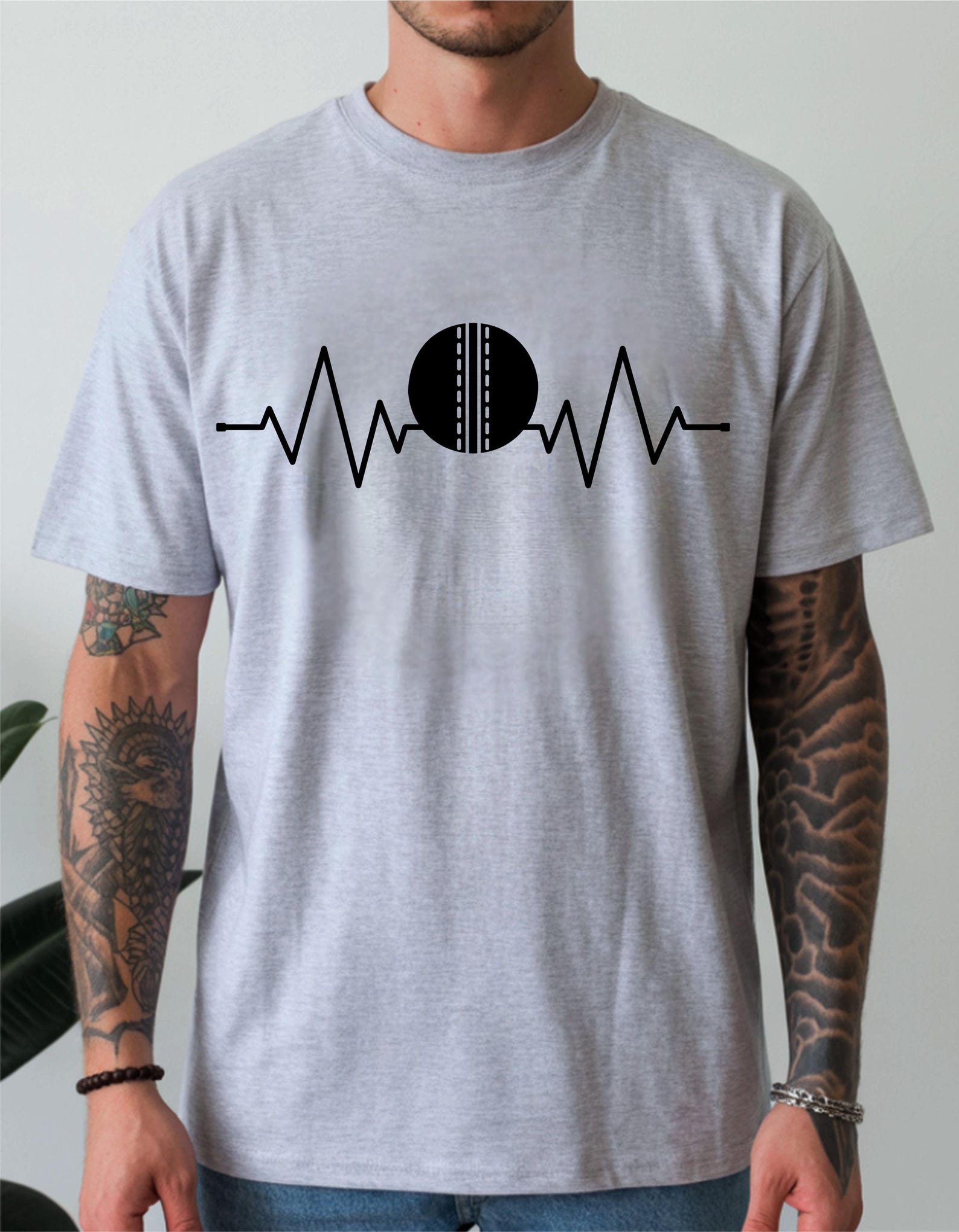 Cricket Heartbeat T-shirt baller batter bowler design cricket lover sports player birthday gift top