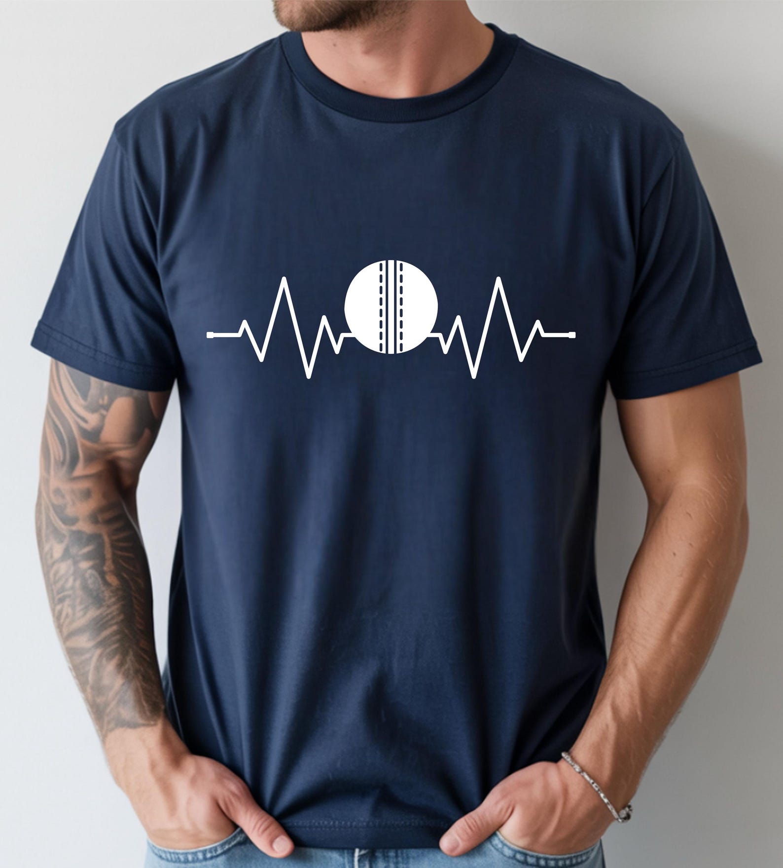 Cricket Heartbeat T-shirt baller batter bowler design cricket lover sports player birthday gift top
