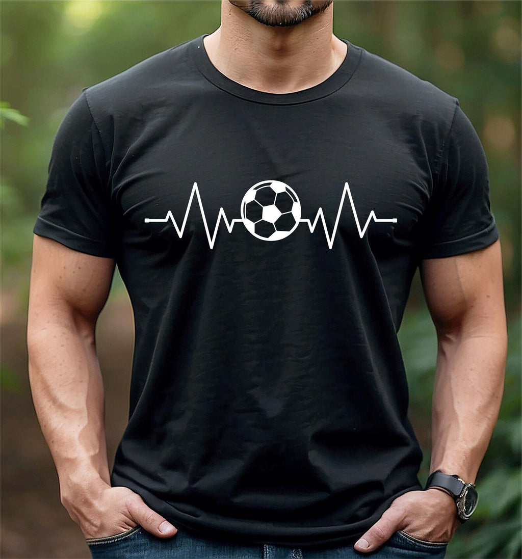 Football Heartbeat T-shirt soccer ecg tee footballer player lover birthday gift coach present