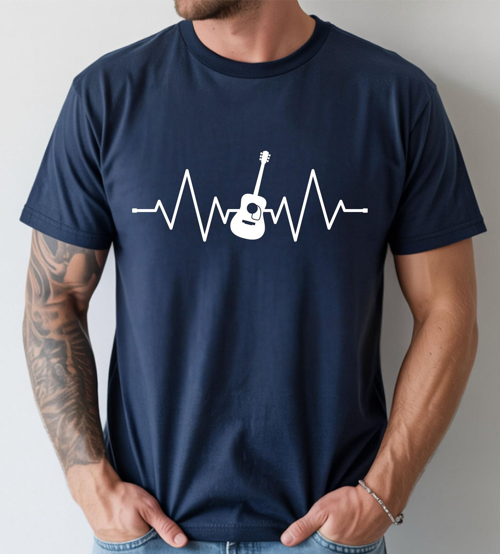 Guitar ECG Heartbeat T-Shirt: Musician Rocker Music Lover Apparel
