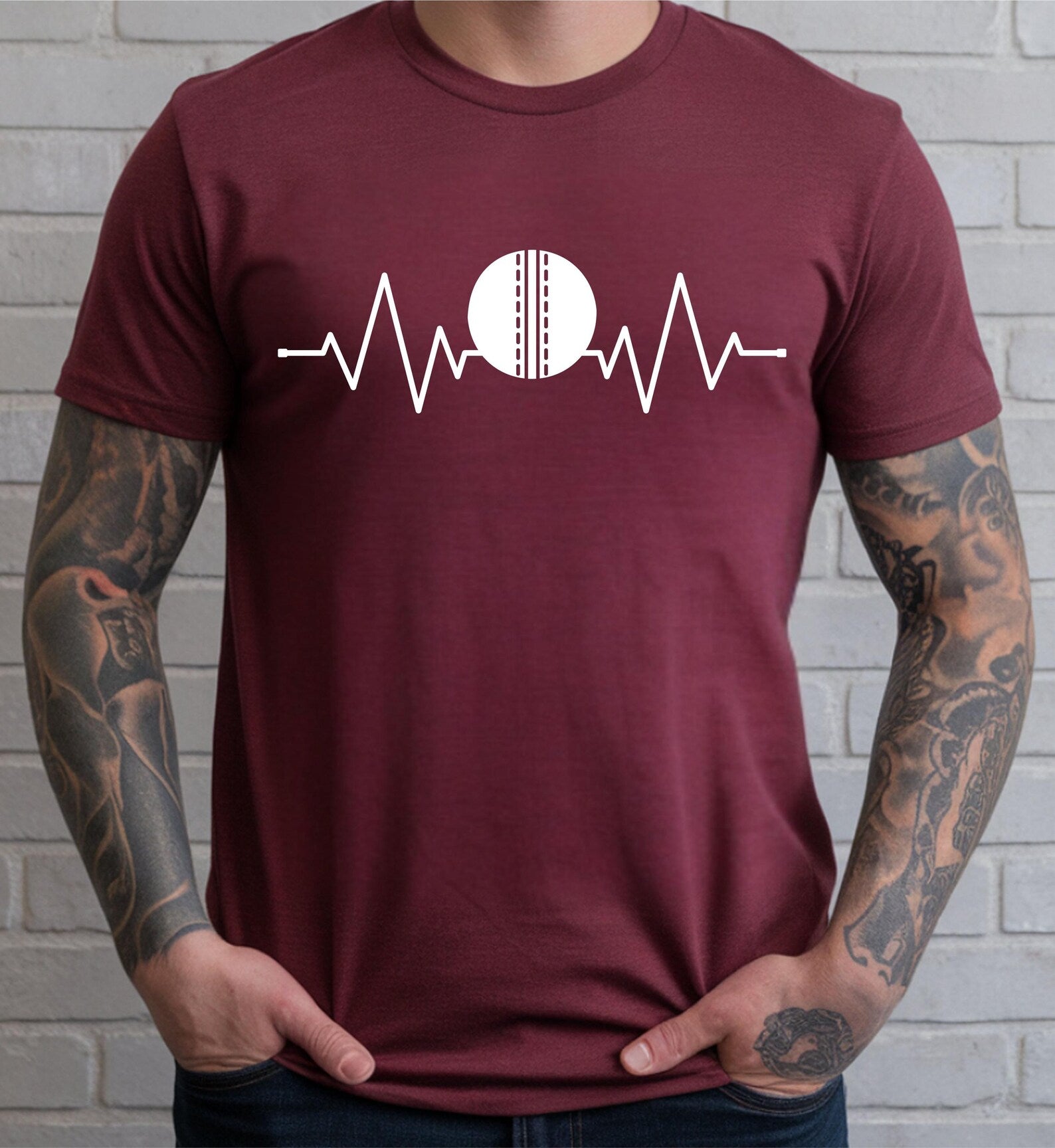 Cricket Heartbeat T-shirt baller batter bowler design cricket lover sports player birthday gift top