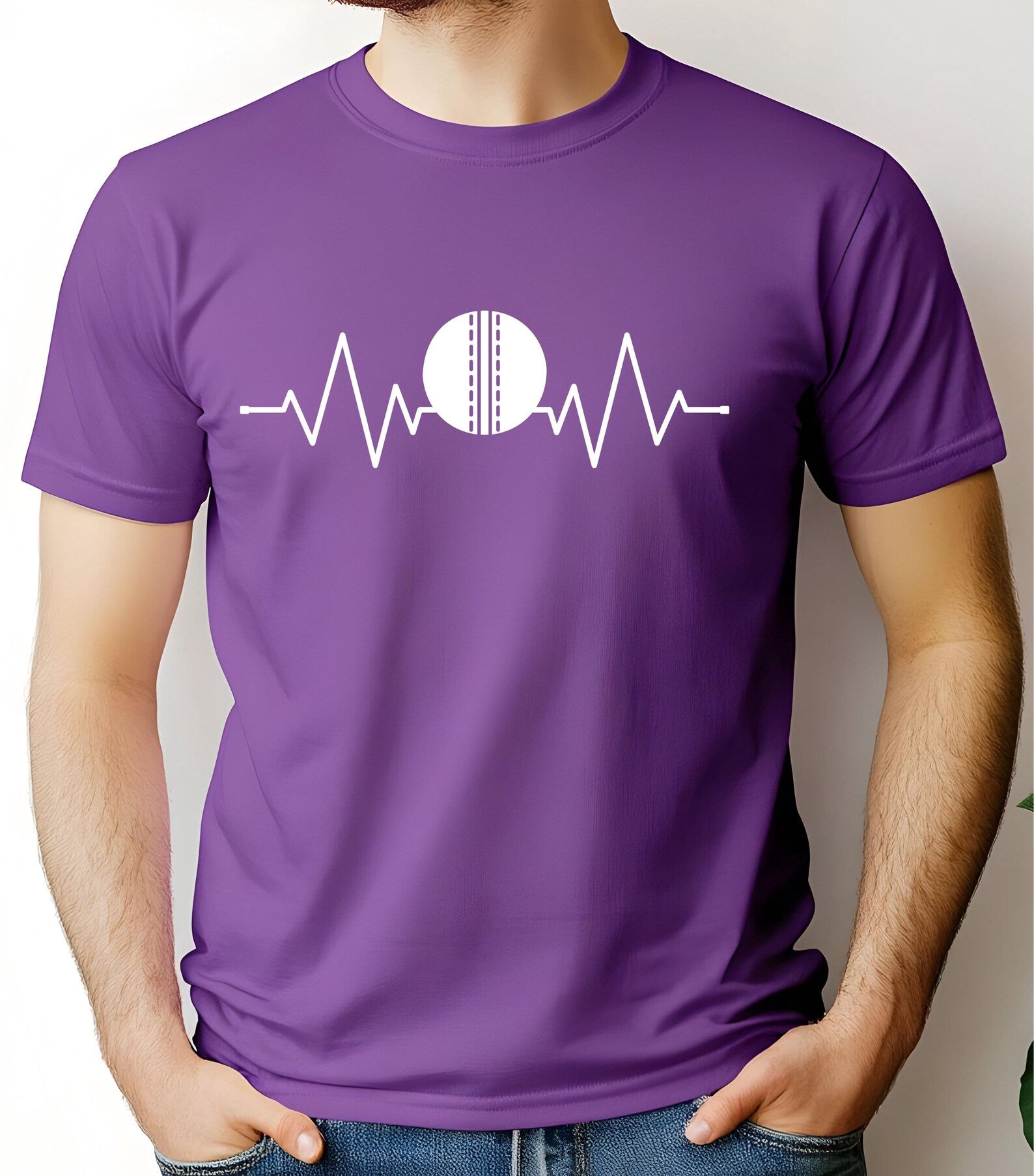 Cricket Heartbeat T-shirt baller batter bowler design cricket lover sports player birthday gift top