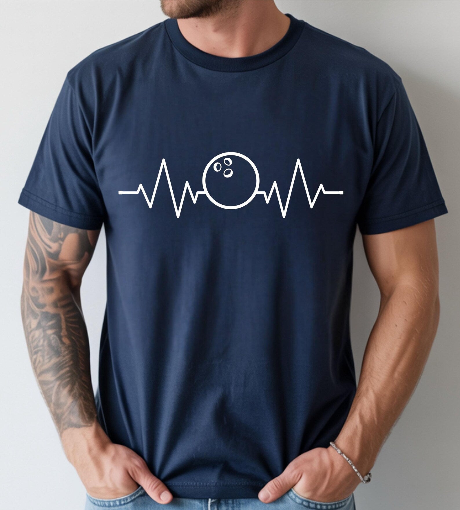 Bowling Heartbeat T-shirt bowling lover tee bowler player shirt funny duckpins birthday present