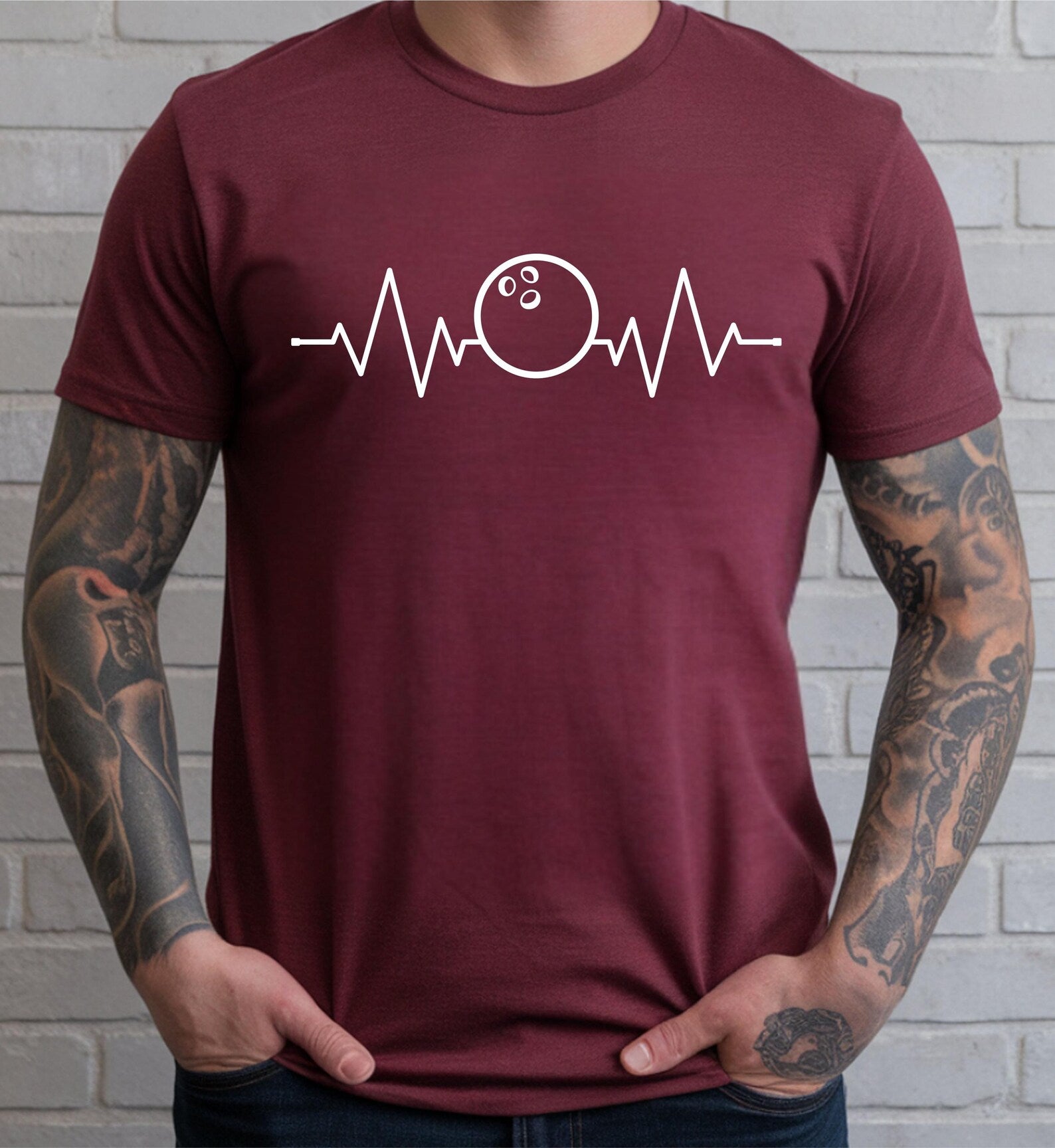 Bowling Heartbeat T-shirt bowling lover tee bowler player shirt funny duckpins birthday present